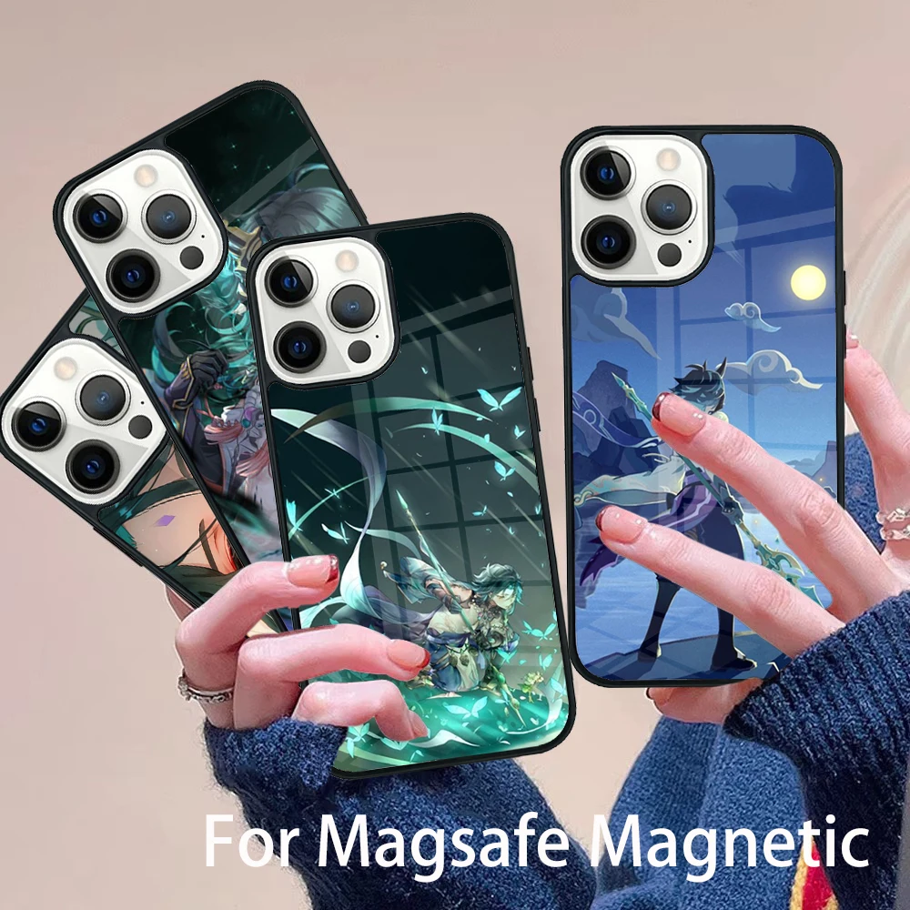 

Genshin Impact Xiao Phone Case Magesafe Magnetic Wireless Charge Cover For IPhone 16 11 12 13 14 15 Pro Max Plus Mini