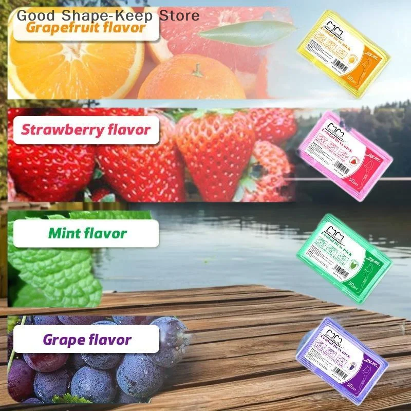 50 Sticks/Box Zahnseide-Sticks mit Fruchtgeschmack, mit 4 Geschmacksrichtungen zur Auswahl, Reinigungswerkzeug für Lücken zwischen den Zähnen