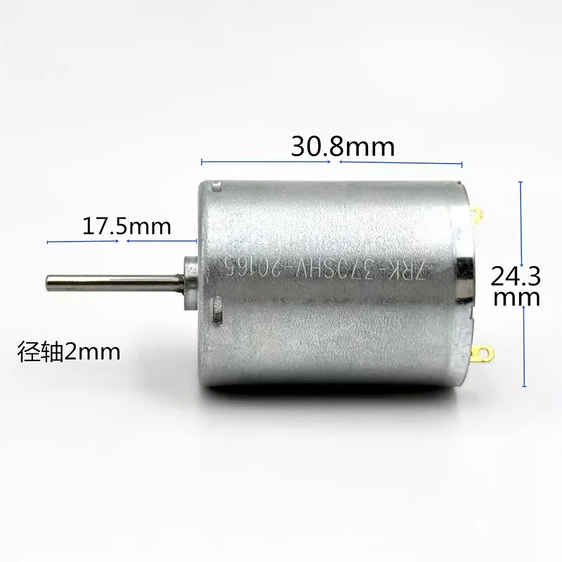 Motor DC Mini RK-370SH-20165 3V-12V 9500RPM Micro 24mm com Eixo Redondo Longo e Escovas de Carbono para DIY, Hobby e Modelismo