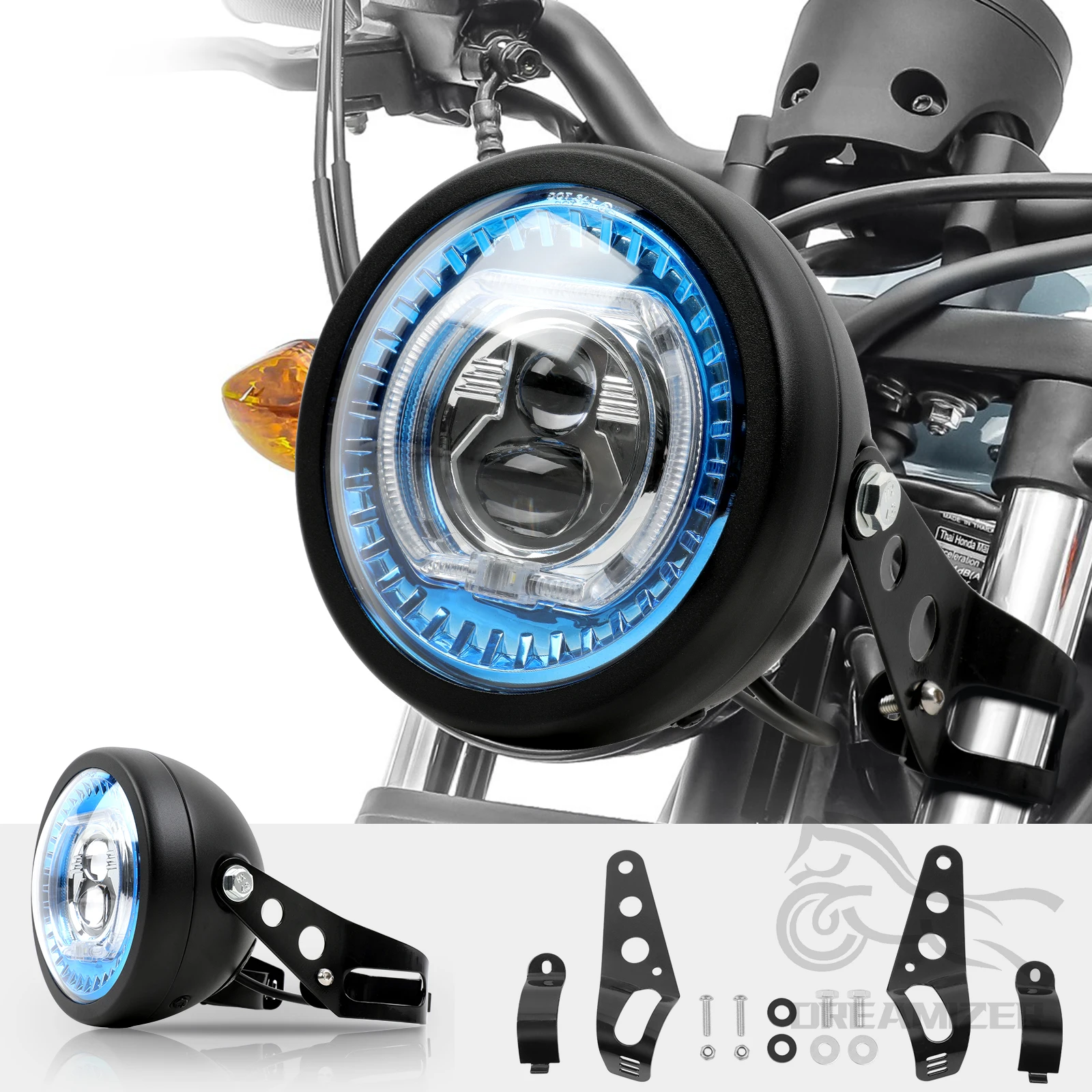 

Motorcycle Headlight 5.75 Inch Universal LED Headlight With Bracket For Moto Cafe Racer Harley Yamaha Honda