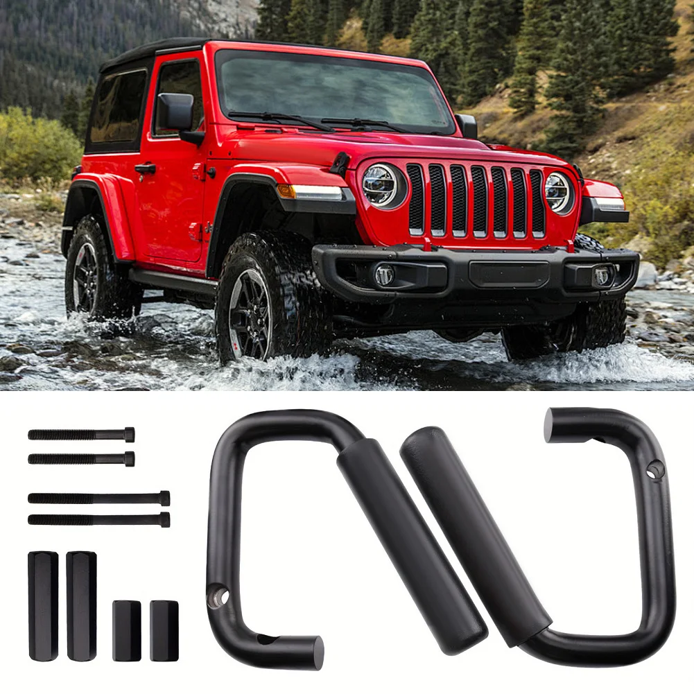 

Front Grab Handles Aluminum Alloy Front Grab Grip Handle Bars Roll Bar Grip Kit for Jeep Wrangler JK JKU 07-18