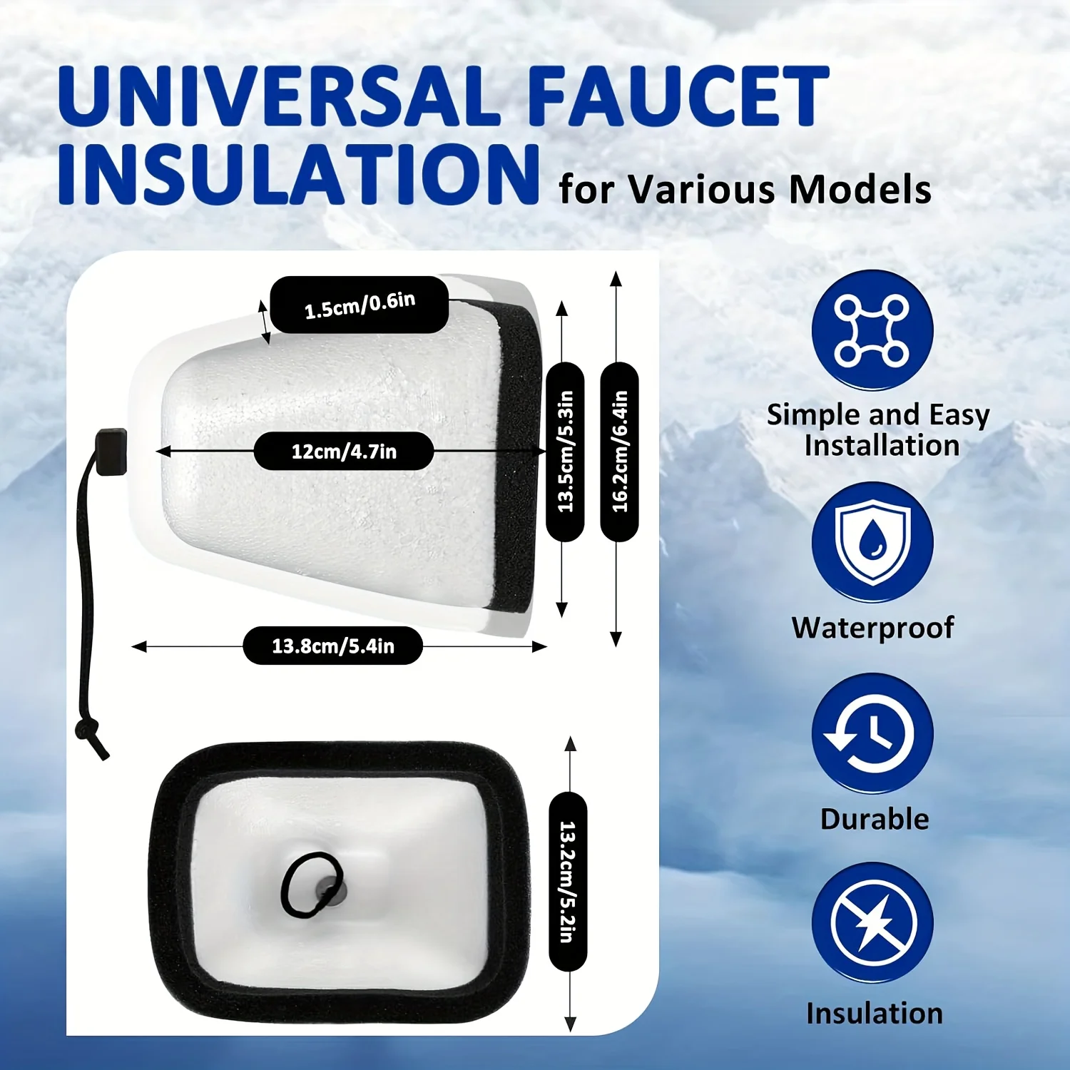 واقي الصقيع عالي التحمل للحنفيات الخارجية. يمنع انفجار الأنابيب، سهل التركيب. للشتاء والبارد القصوى. متوافق مع الولايات المتحدة/الاتحاد الأوروبي.