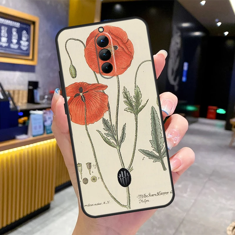 Botanical Drawings Flowers Case For ZTE Nubia Red Magic 6 Pro 6S Pro 6R 7 Pro 7S Pro 8 Pro 8S Pro Plus 5G 5S Cover