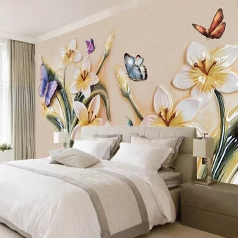 Modern oil painting with beautiful butterfly and flower patterns for home decoration TV and bedroom background decoratio