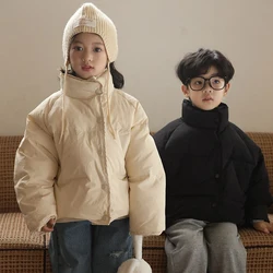 Korean Winter Kids Down Jackets Fashion Loose Children Outerwear Clothes Thicken Warm Baby Coats for Girls Boys White Duck Down