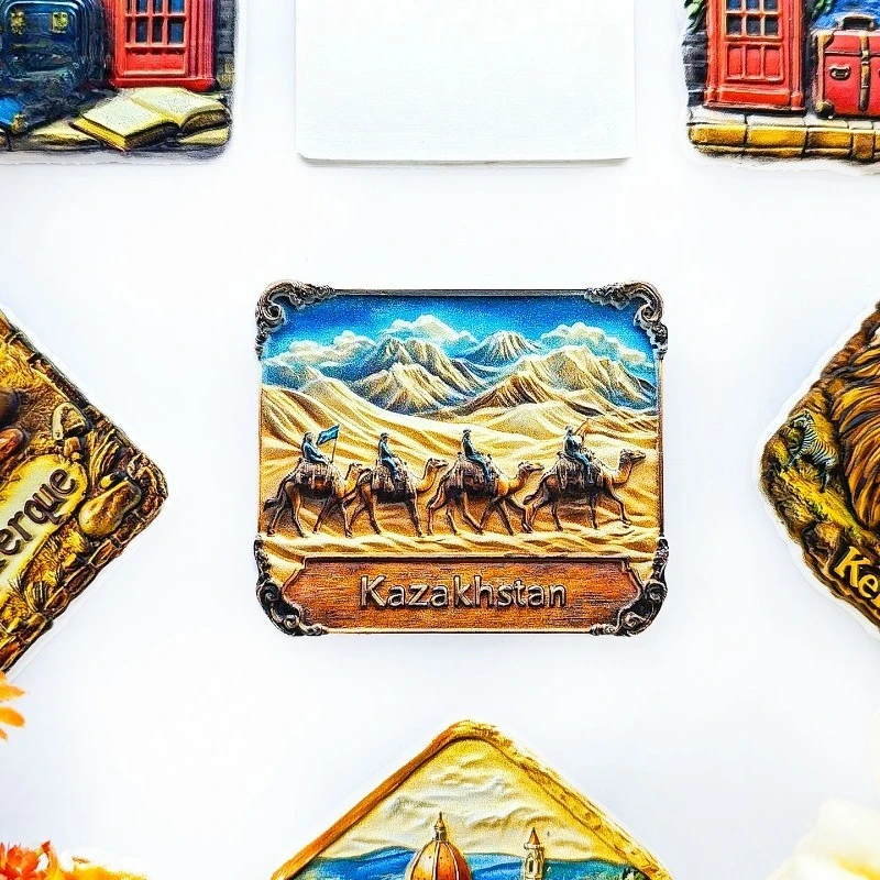 Kazakhstan Caravan Fridge Magnet - Authentic 3D Camel Souvenir Unique Silk Road Gift for Travel & World Explorer Decor