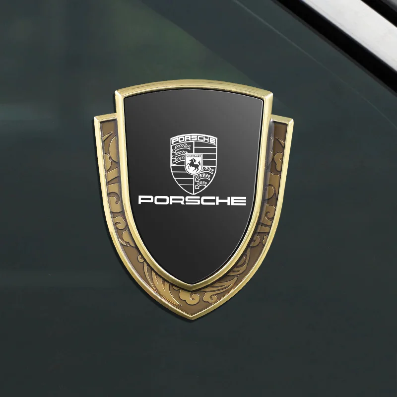 Metal 3D Car Body Side Emblems Stickers Decal For Porsche Cayenne Panamera Macan 911 718 Taycan Cayman Auto Exterior Accessories