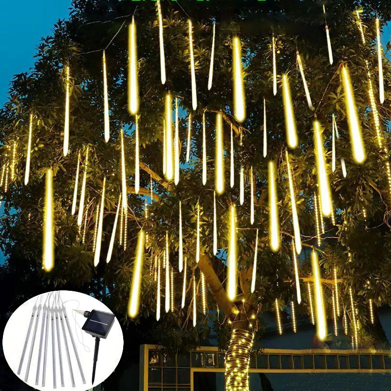 Solar LED Meteor Shower Rain Lights Holiday String Lights Waterproof Garden Light 8 Tubes 30/50cm Christmas Wedding Decoration