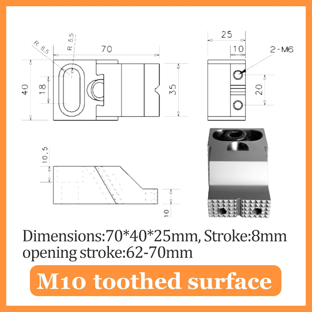 مركز التصنيع باستخدام الحاسب الآلي بمشبك Ok في اتجاه واحد، مشبك الضفدع في اتجاه واحد، قالب CNC، ملزمة دقيقة متعددة المحطات مضادة للاعوجاج، M8/M10/M12