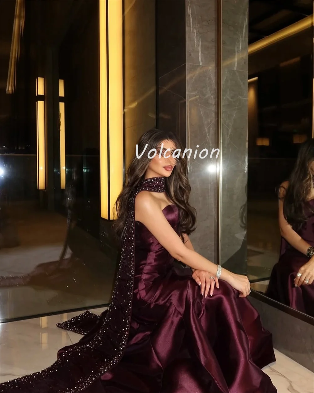 Customized Modern Style Elegant Charmeuse Beading Rhinestone Mermaid Strapless Long Dresses Bespoke Occasion Dresses Fashion