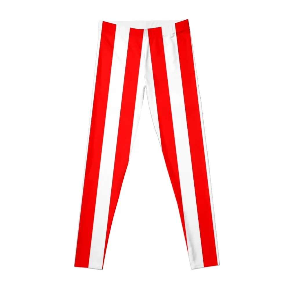 

Red and White Vertical Stripes Leggings sport legging harem pants Womens Leggings