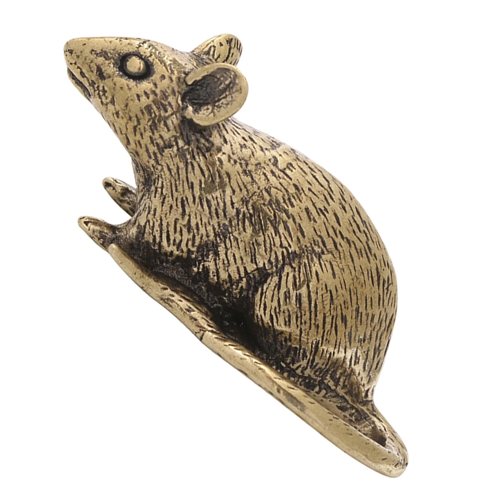 

Brass Lucky Rat Statue Vintage Finish Feng Shui Desktop Ornament Home Office Chinese Zodiac Decoration