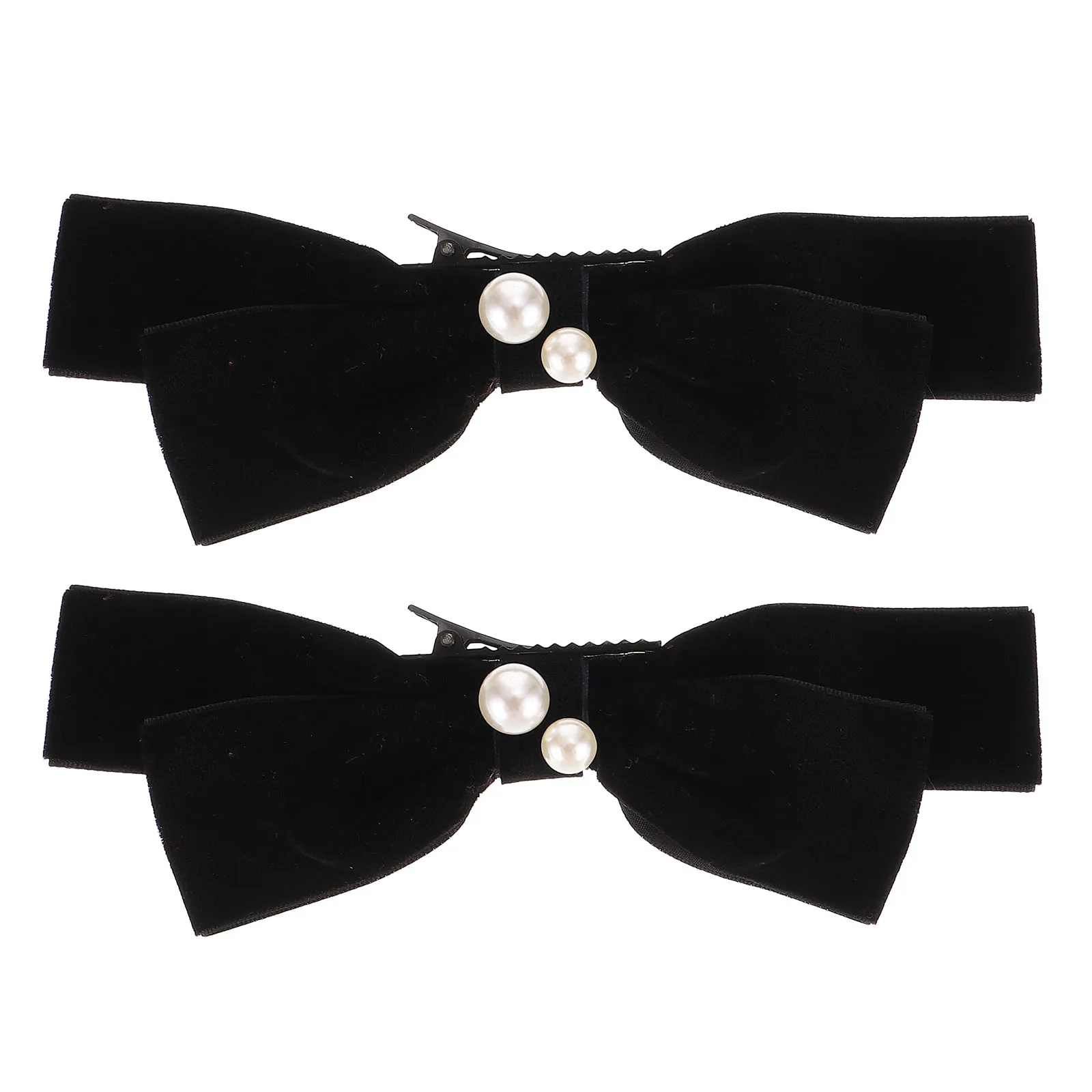 

2 Pcs Vintage Hairpin Clips Elegant Bow Hair Bows for Women Lightweight Portable Comfortable Accessories Black Pearl