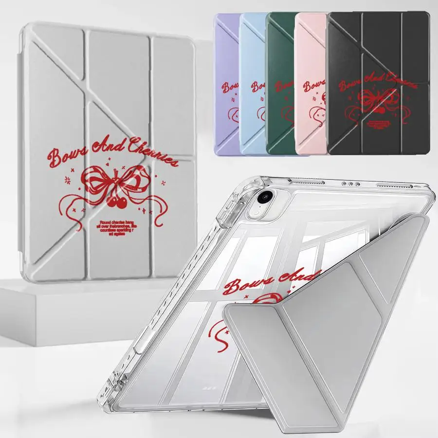 

Holder Cover Tablet Case For iPad Air 4 5 M3 M2 M4 11inch Pro 11th 10th 9th 8th 7th 12.9inch Pro 2025 Mini 6 7 Y-Fold Red
