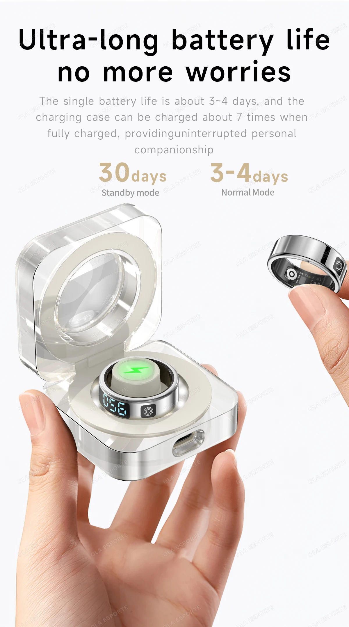 Intelligenter Ring mit Digitalanzeige, Fitness-Tracker, Schlaf- und Aktivitätsmonitor, Schrittzähler, Fernkamera, Tragbarer Ring für den täglichen Sport HT30 – Detail 16