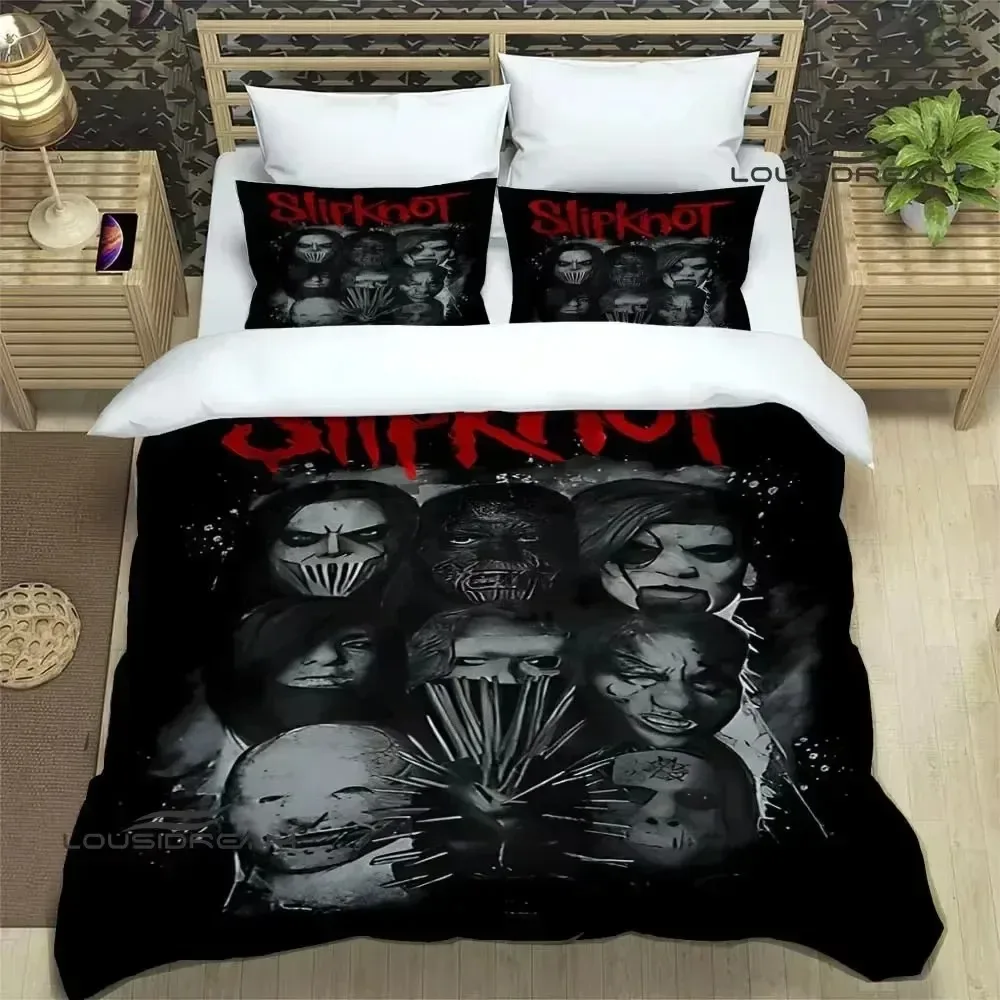 ロックバンド-s-slipknot-寝具セット、ティーンエイジャーと大人向けの布団カバーと枕カバー、家の寝室の装飾、男の子と女の子へのギフト