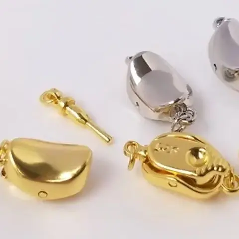 18k Pack of Gold, White, and Gold Pearl Necklace with Stick Clasp, Ingot Clasp, Clip Clasp, DIY Clavicle Chain Accessory B926