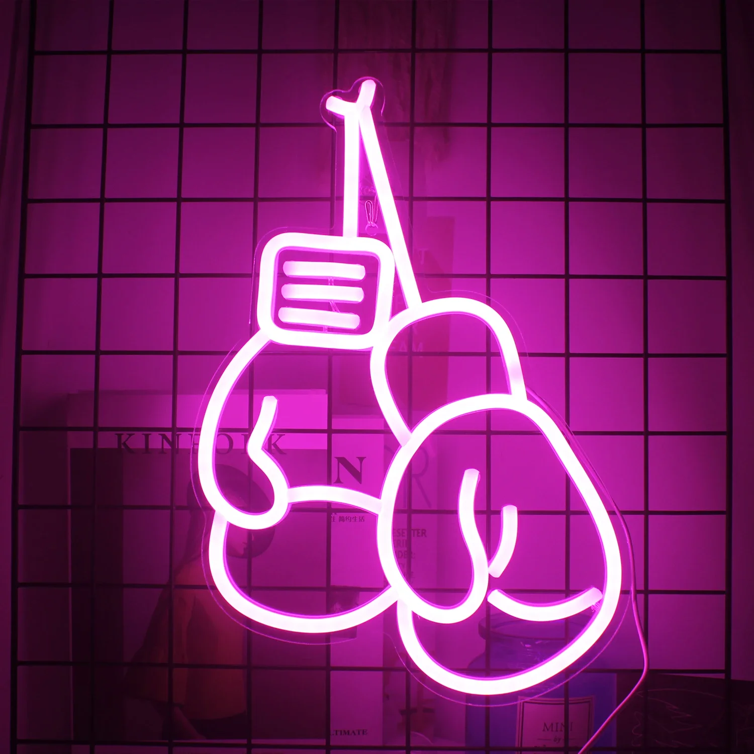 Imagem -06 - Luvas de Boxe Neon Sign Led Room Wall Decor Usb Alimentado com Interruptor Acrílico Pendurado para Ginásio de Boxe Shop Sign Quarto Clube