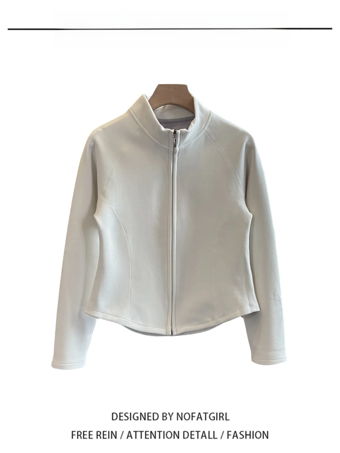 

Double Zipper Design Slimming Shaped Cardigan Hoodie Women's Autumn Winter Thickened Short Jacket Coat Stylish Commute Style