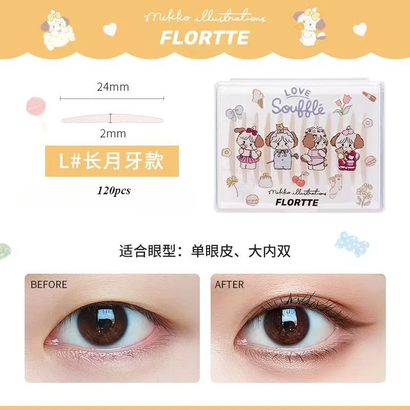 FLORTTE MIKKO Co-Branded Mesh Skin Natural Double Eyelid Patch Swelling Blisters Eyes Cute Lightweight Invisible Makeup Tools