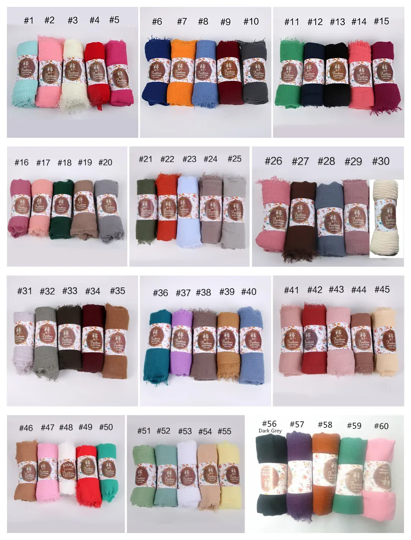 10 pz/lotto pianura rughe avvolgere cotone viscosa lungo scialle sciarpa donna Crinkle Hijab scialle testa musulmana Hijab sciarpa all\'ingrosso