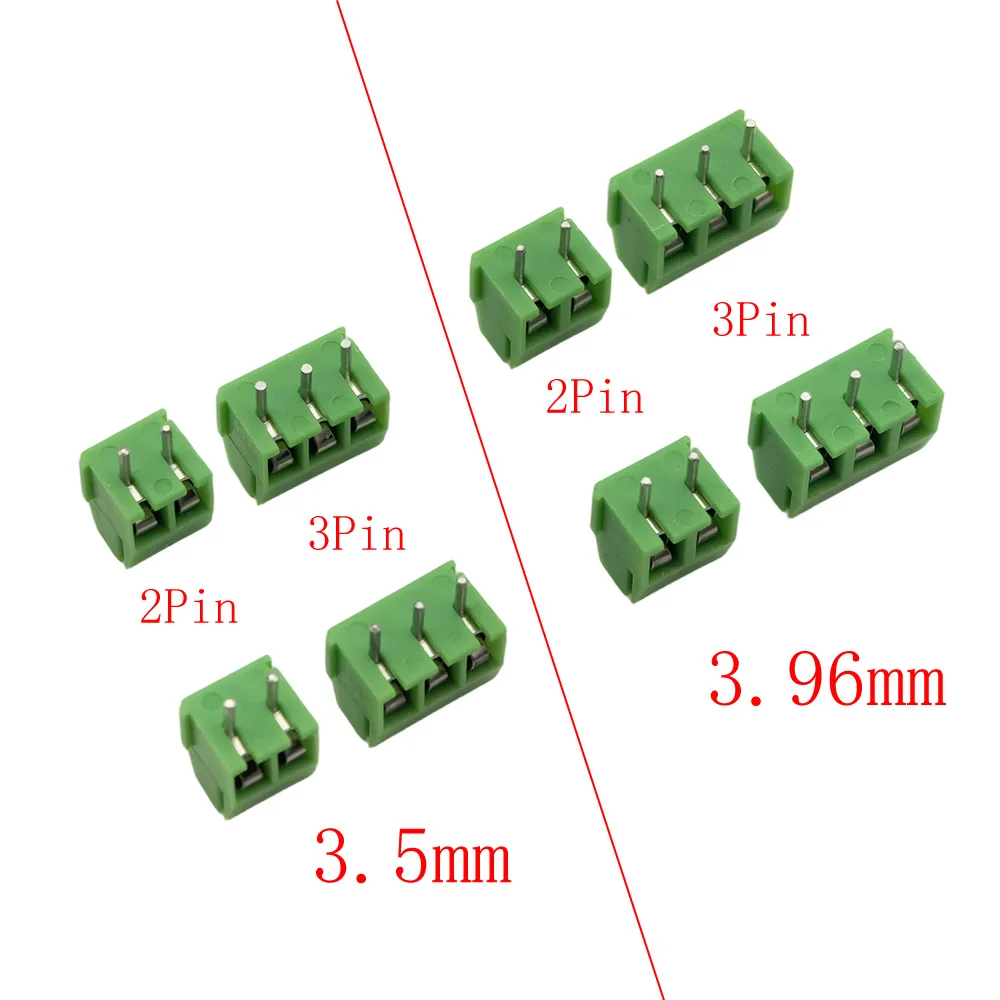 50Pcs Terminal Block Connector Pitch 3.5mm / 3.96mm 2/3pin Spliceable Screw PCB Terminals Blocks Connectors for 24-18AWG Wires
