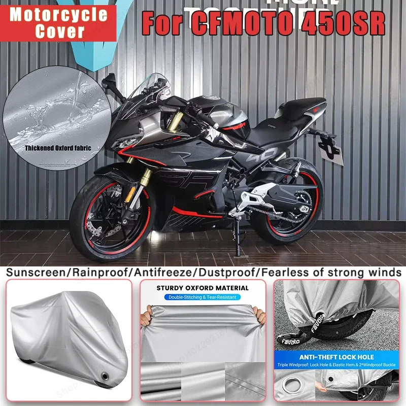 

For CFMOTO 450SR No Ear Motorcycle Cover - Outdoor Full Body Protection, Waterproof Dustproof Sunscreen Moto Accessories