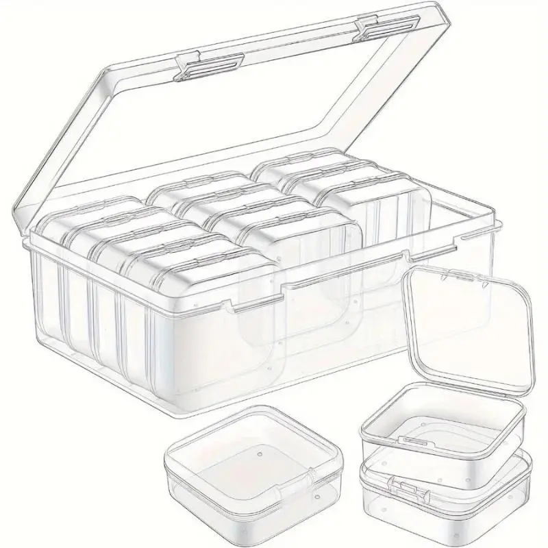 Clear Storage Organizer Box 12/15 Compartment Dust Proof Containers for Medicine Pill Capsule Storage