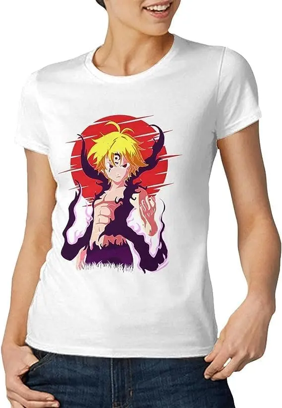 The Anime Seven Deadly Sins Shirt Women's Fashion Short Sleeve Cotton T Shirts Quick Dry Pattern Custom Tee Tops Black