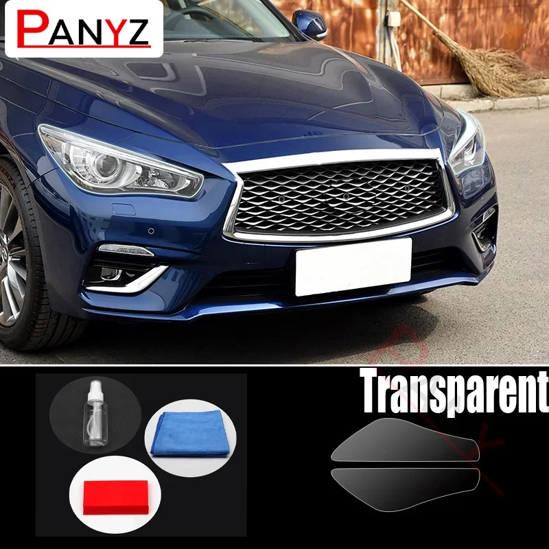 

1 Pair TPU Car Headlights Somke Black/Transparent Protective Film Sticker Anti-Scratch For Infiniti Q50 2014-2021 Accessories