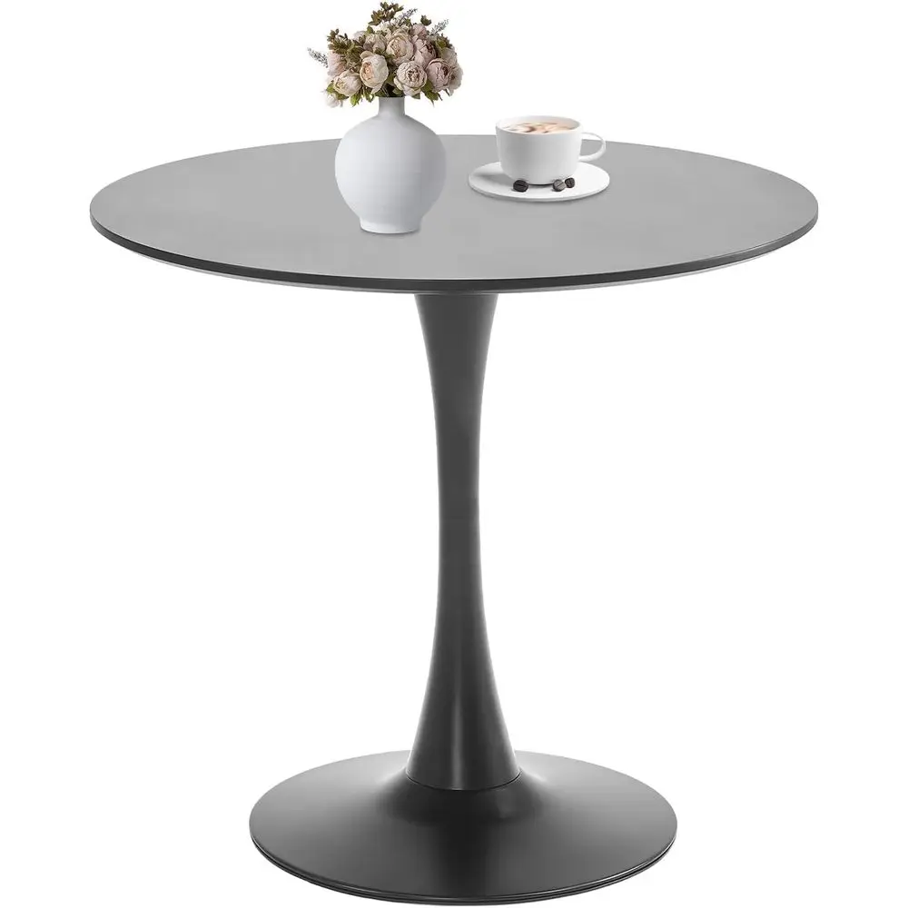

Modern Round Dining Table, 31.5 Diameter, Suitable for 2-4 People, Thickened Top and Metal Pedestal Base, Ideal for Kitchen or D