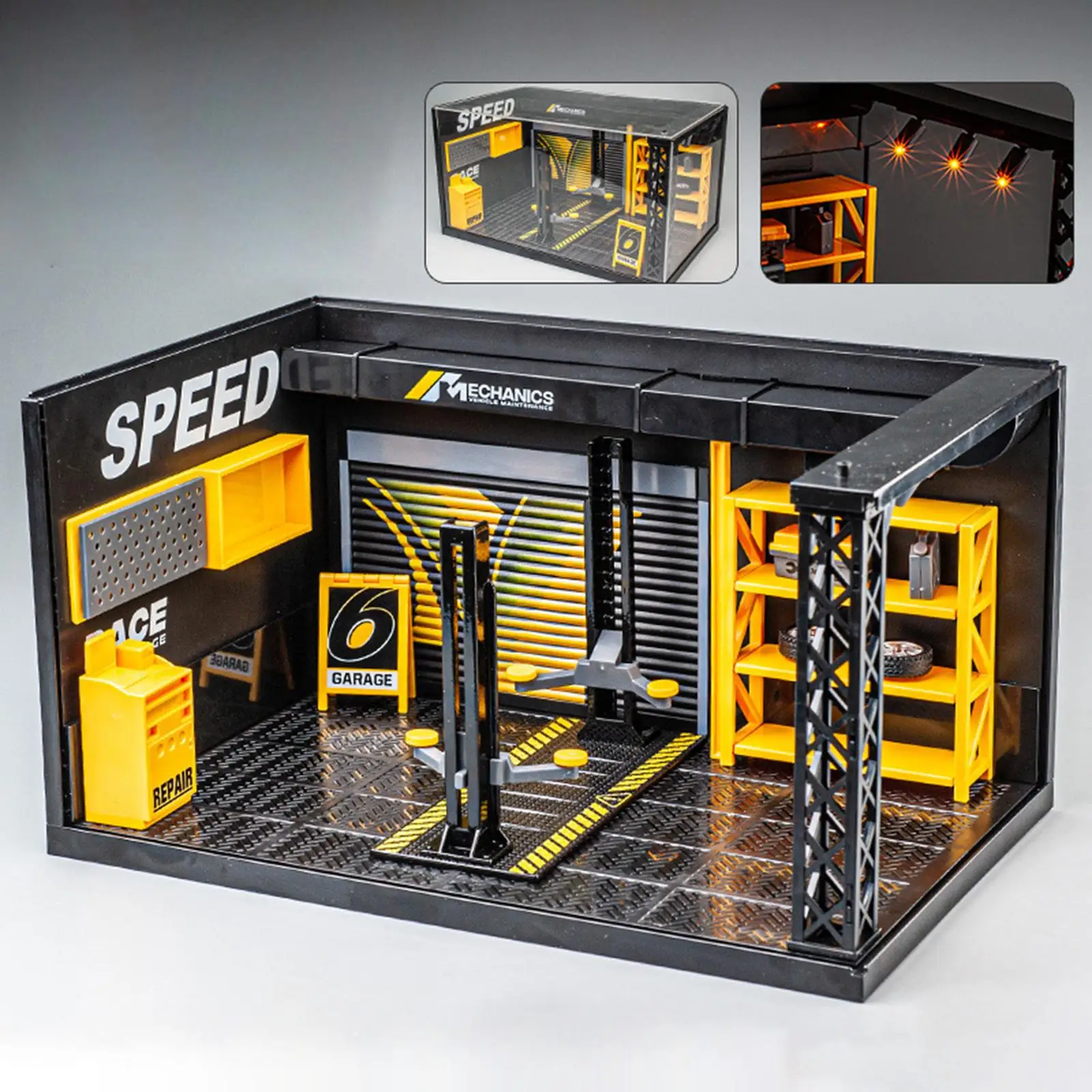 

1:24 диорама, освещение для гаража, парковка, сборная игрушка, DlY, коллекция сцен, дисплей, имитация сплава, модель автомобиля, гаражная игрушка