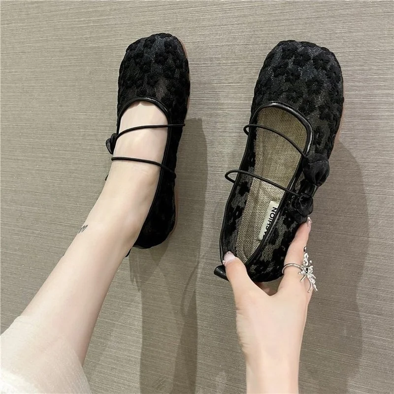 2022 New Mary Jane Summer Breathable Mesh Maternity Shoes Flat Beanie Fisherman Shoes Gentle Fairy Style Single Shoes Women