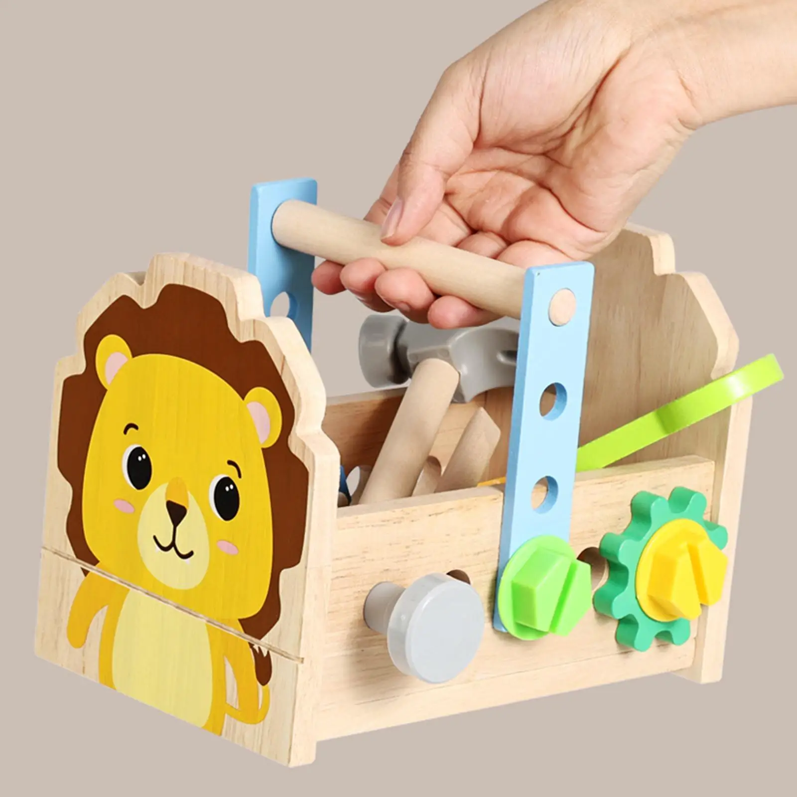 Ensemble d'outils pour enfants, jouet de voyage, forme de construction, écrous de reconnaissance des couleurs et outils en bois pour enfants d'âge préscolaire
