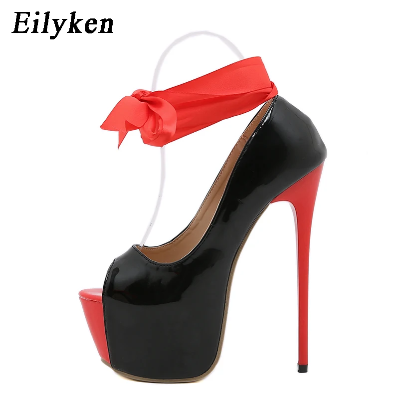 Eilyken Sexy Thin Heels Woman Pumps Fashion Round Toe Slingback Ankle Strap Party Nightclub Stripper Platform Shoes