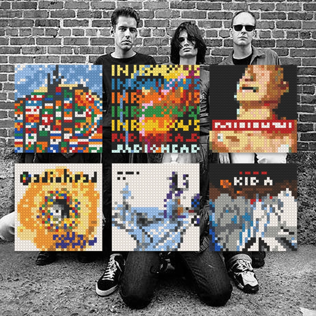 

Rock Band R-Radiohead Music Album Cover MOC Building Blocks Brick Pixel Art Mosaic Painting DIY Gift