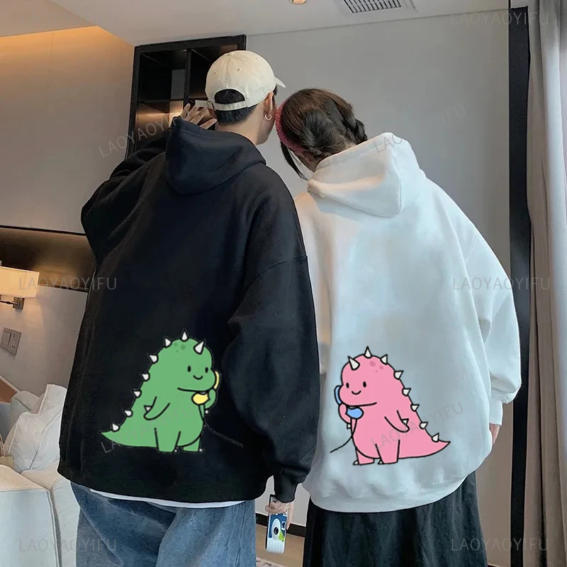 Dinosaur Matching Brands Couple Mr Mrs Pocket Print Hoody Casual Sweatshirt Newlywed Thermal Hoodie Y2k Fashion Hoodies