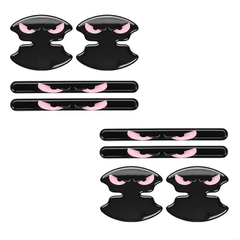 Car Door Bowl Decal Set, Glossy Epoxy Handle Area Trim, 8 Piece Exterior Detail for Daily Driving Use X37F