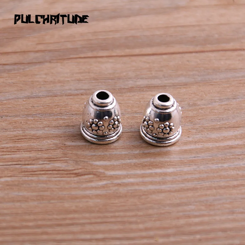 16pcs 10*10*11mm Two Color Retro Bead Caps Charm Hollow Flower  Pendants Jewelry Accessories DIY Receptacle Charms