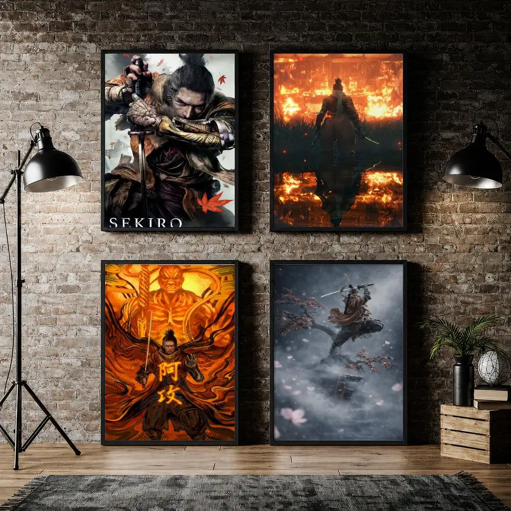 Game Sekiro Shadows Die Twice Samurai Poster Pvc HD Peel and Stick Modern poster Home Office Living Room Dining Room Wall Decor