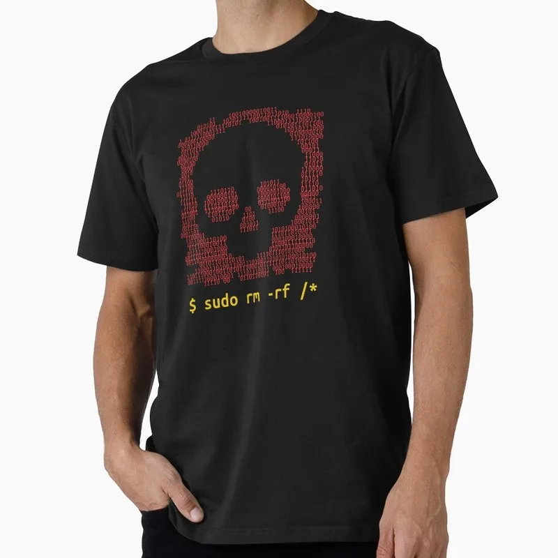 Linux Command _ Power of 'sudo rm -rf Operating System Graphic T‑Shirt Casual Short Sleeve Tees Geek IT Developer Fan Gift