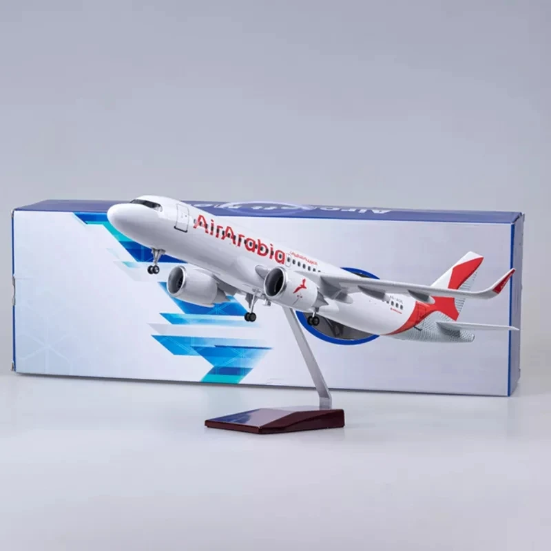1/80 Scale Airplanes 47cm A320 Arabia Airways Plastic Model Aircraft Diecast With Stand Voice Control Aviation Fun Decoration