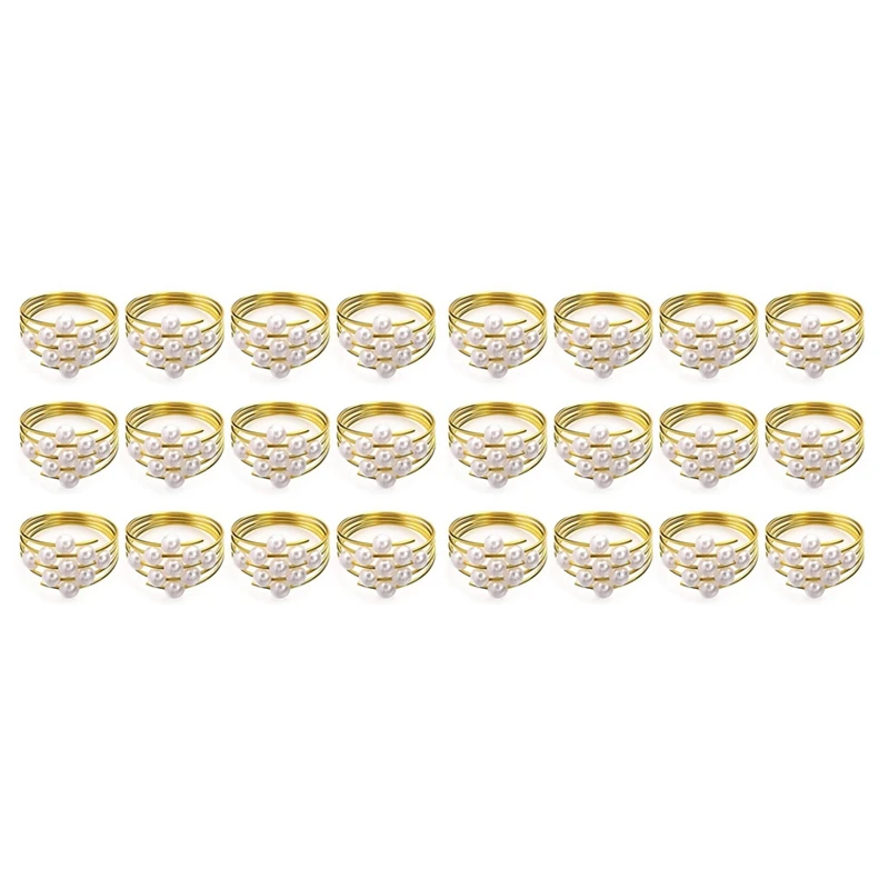 

Set Of 24 Gold Pearls Napkin Rings Weddings Favors Serviette Napkin Rings For Dinner Table Pearl Napkin Buckles Rings