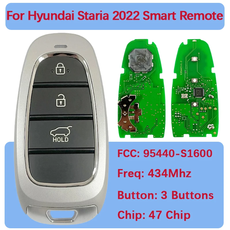 

CN020276 Aftermarket 3 Buttons Smart Key Fob 47 Chip 434Mhz FCC 95440-S1600 For Hyundai Staria 2022