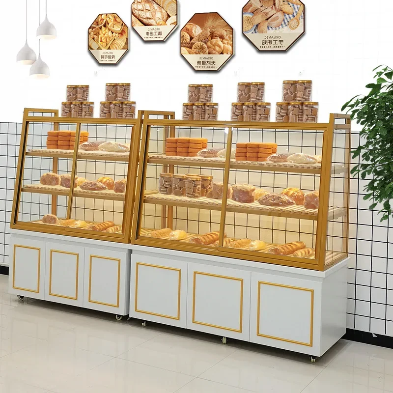 Bread cabinet side island glass sliding door display cabinet sliding shelf