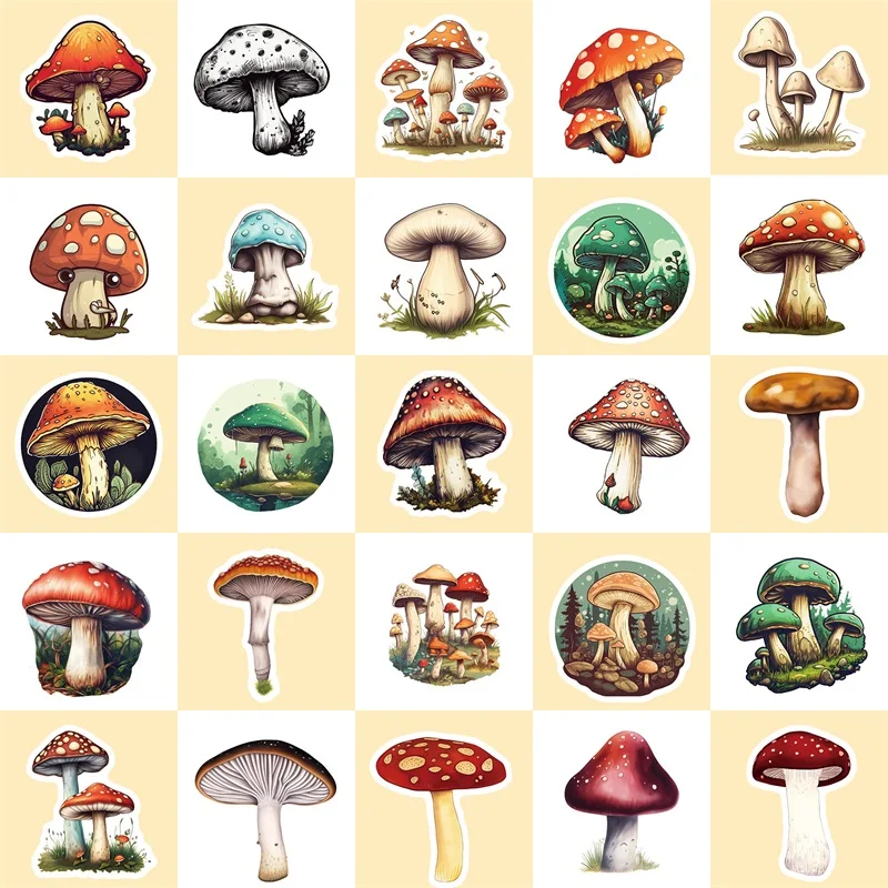 10/30/50PCS Terror Mushroom PVC Sticky Sticker Aesthetic Chidlren\'s Stationery Decoration Scrapbooking Hand Accounting Supplies