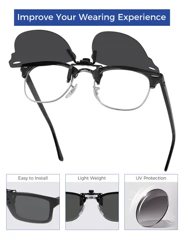 Rarayvix Polarized Flip-up Clip-on Sunglasses Compatible with Ray-Ban RB5154 49mm for Men Women UV Protection Sunglasses