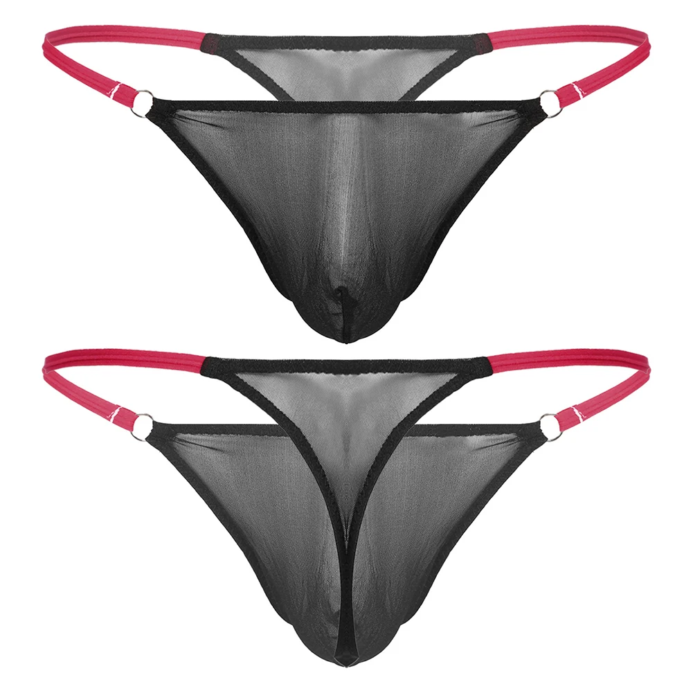 

Sexy Mens Thongs Briefs Mesh Translucent Underwear Low Waist Underpants T-Back Thong Panties Lingerie Bikini Slip Homme