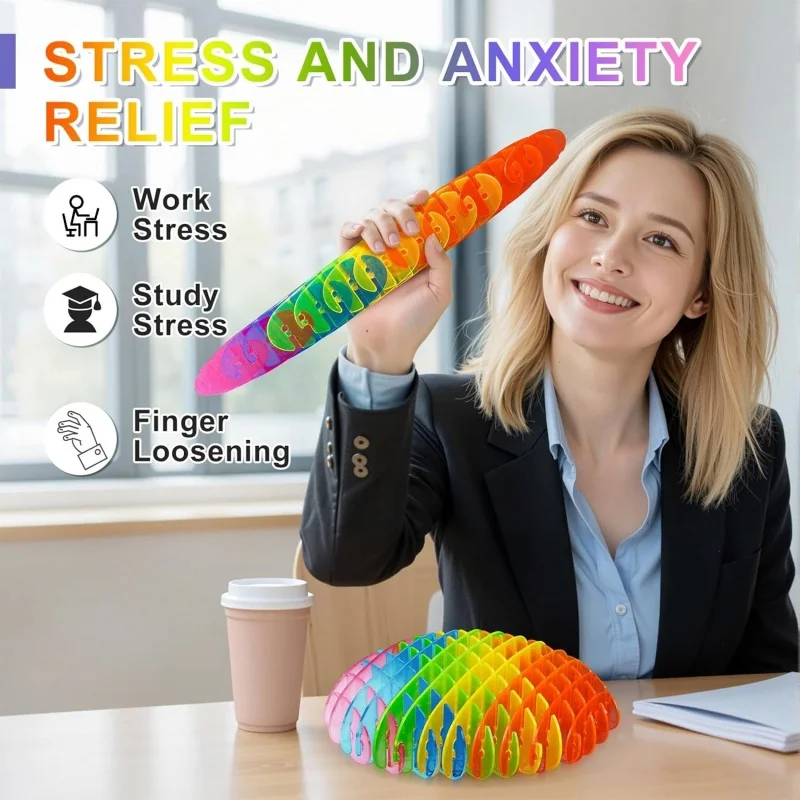Fidget Worm Toy Flexible 3D Sensory Slug Figgy Toy pour Enfants Adultes Soulagement de l'anxiété, Focus - Pour jouer, école, cadeaux de travail
