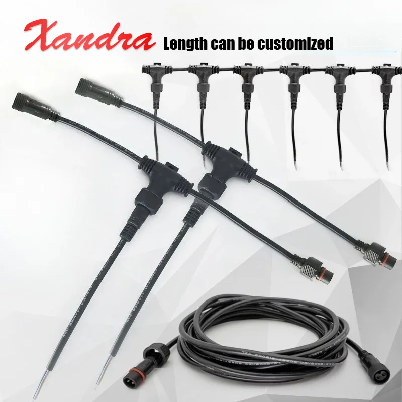 3 Way T-type 2/3/4Pin Extension Cable IP67 Waterproof Floor Heating Joint Stage LED Power Supply Male Female Plug Connector Wire